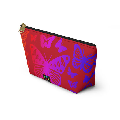 Rainbow Butterflies on Red Pouch w T-bottom