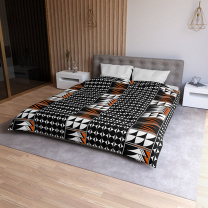 Blessed Feathers in Orange Microfiber Duvet Cover