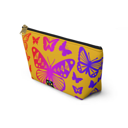 Rainbow Butterflies on Yellow Pouch w T-bottom