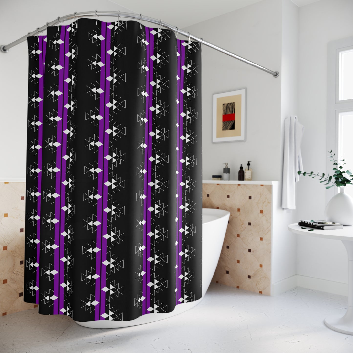 Purple Native Woven Stories Shower Curtains