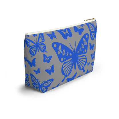 Blue Butterflies on Gray Pouch w T-bottom