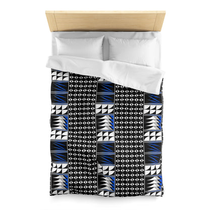 Blessed Feathers in Blue Microfiber Duvet Cover
