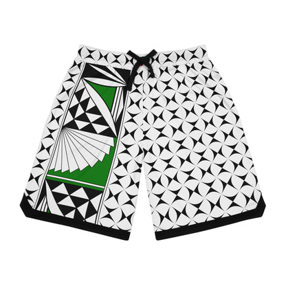 Southwest Sunrise in Green Basketball Rib Shorts