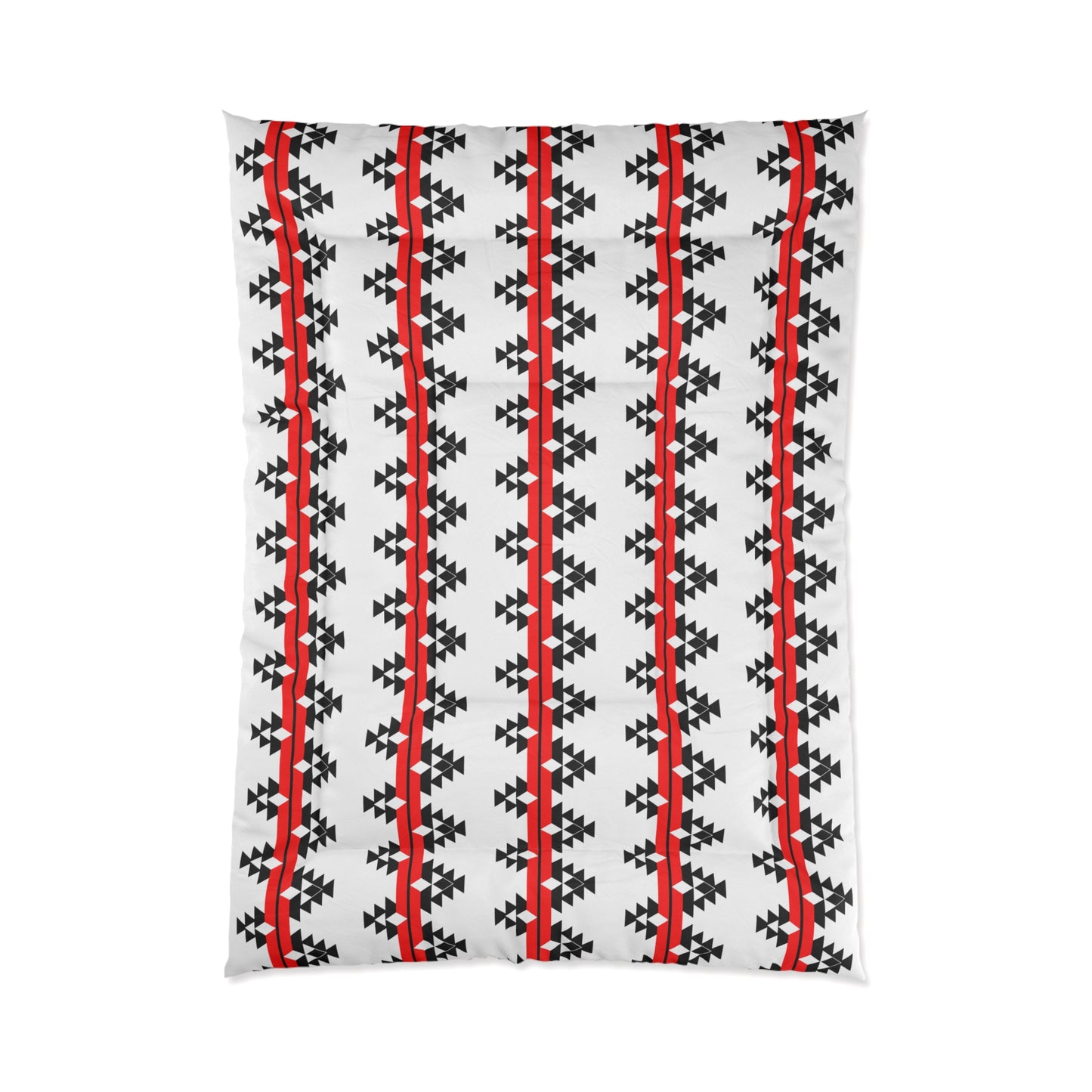 Native Woven Stories on White Comforter
