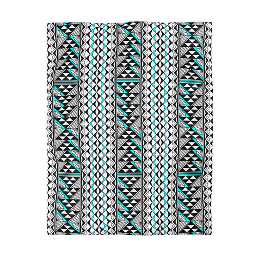 Sun and Rain in Turquoise Microfiber Duvet Cover