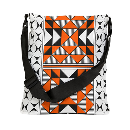 Orange Native Sacred Mountains Adjustable Tote Bag