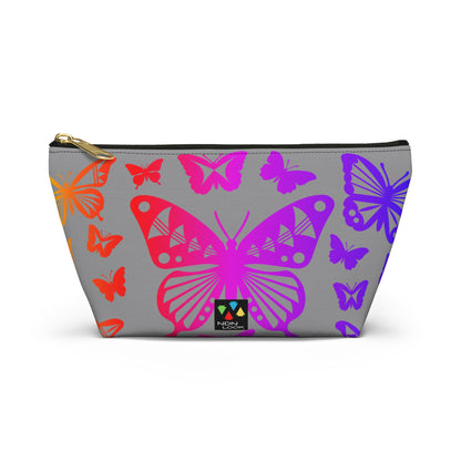 Rainbow Butterflies on Gray Pouch w T-bottom