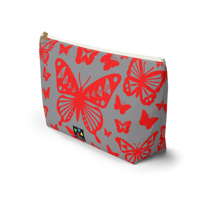 Red Butterflies on Gray Pouch w T-bottom