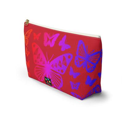Rainbow Butterflies on Red Pouch w T-bottom