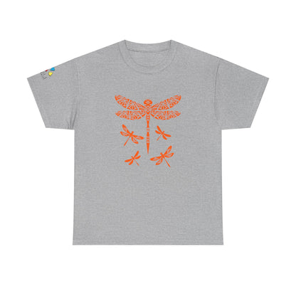 Native Dragonfly in Orange Gildan Unisex Tee