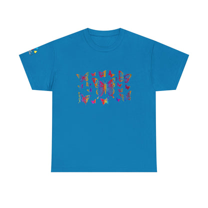 Metallic Rainbow Rain Butterflies Gildan Unisex Tee