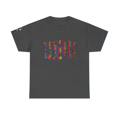 Metallic Rainbow Rain Butterflies Gildan Unisex Tee