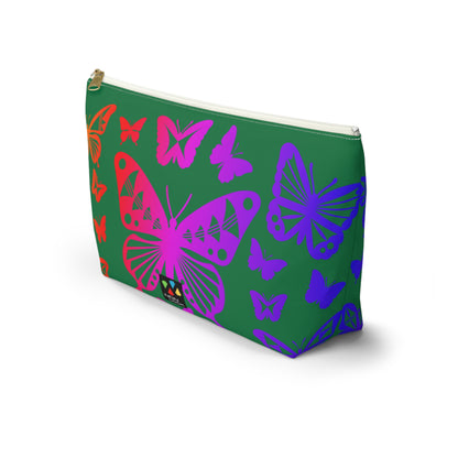 Rainbow Butterflies on Green Pouch w T-bottom