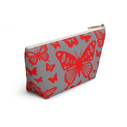 Red Butterflies on Gray Pouch w T-bottom
