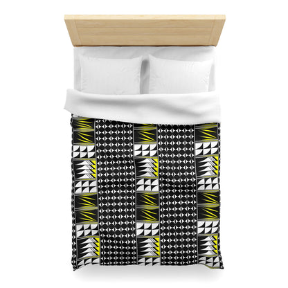 Blessed Feathers in Yellow Microfiber Duvet Cover