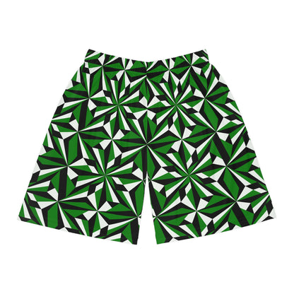 Desert Flowers in Green Basketball Shorts