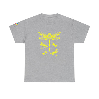 Native Dragonfly in Yellow Gildan Unisex Tee