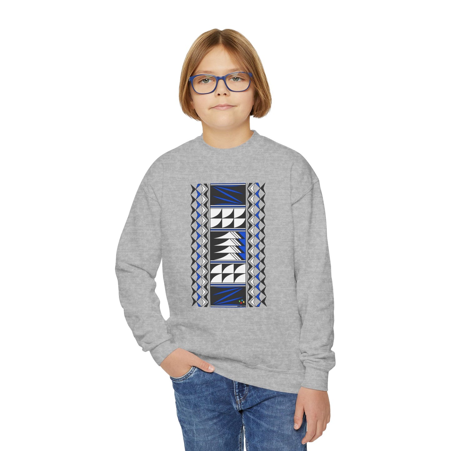 Feather Blessings in Blue Youth Crewneck Sweatshirt