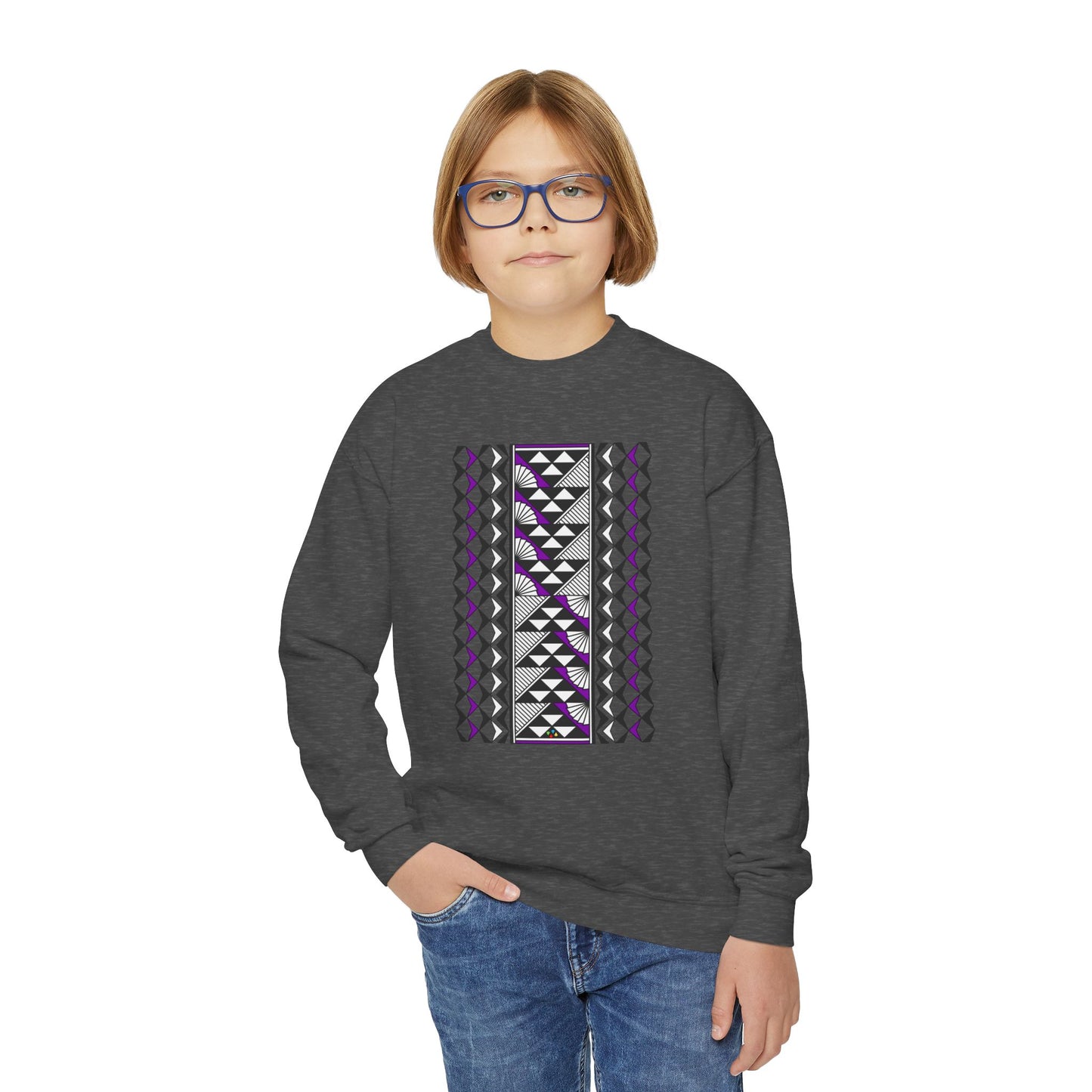 Rain and Sun in Purple Youth Crewneck Sweatshirt