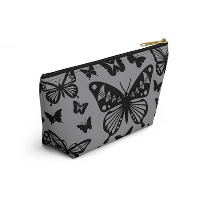Black Butterflies on Gray Pouch w T-bottom
