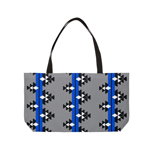 Native Woven Stories in Blue Weekender Tote Bag