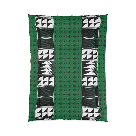 Southwest Feather Blessing on Forest Green Comforter