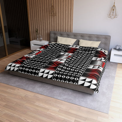 Blessed Feathers in Red Microfiber Duvet Cover