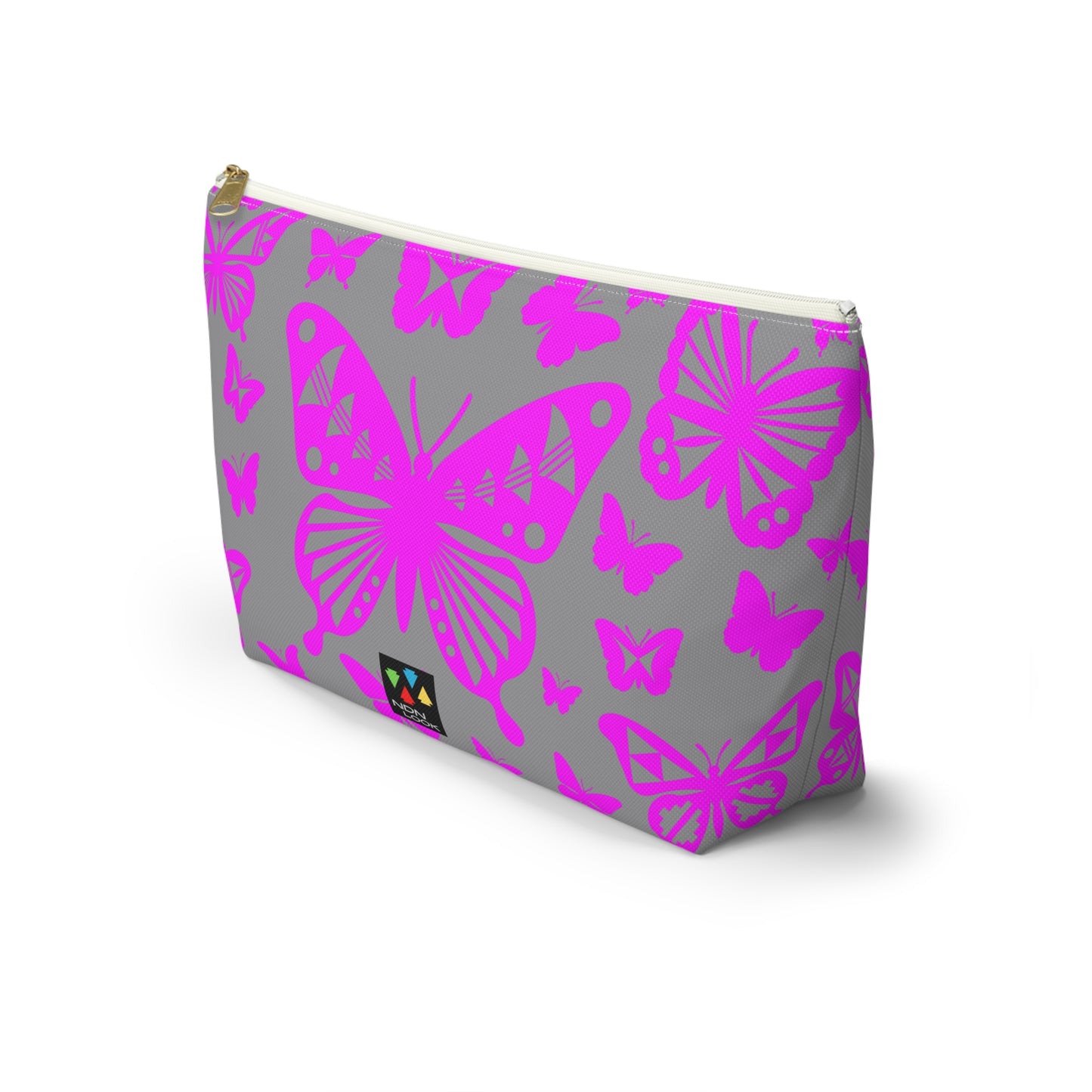 Pink Butterflies on Gray Pouch w T-bottom