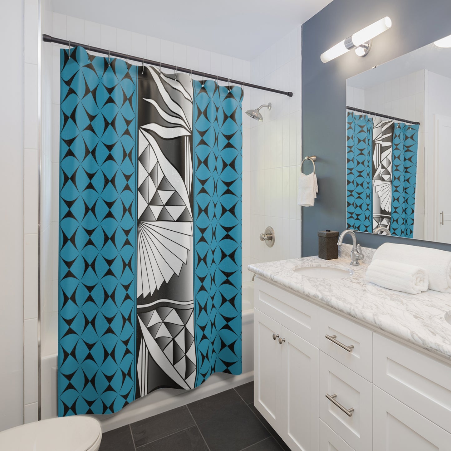 Turquoise Native Sunrise Shower Curtains