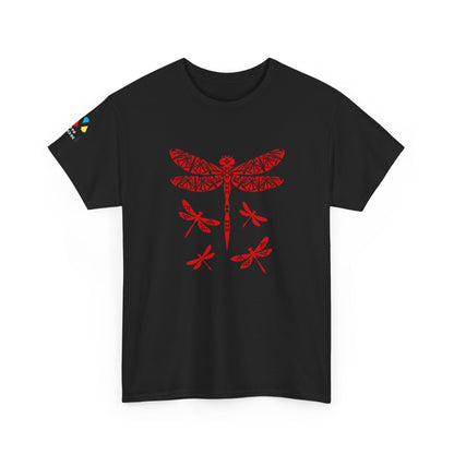 Native Dragonfly in Red Gildan Unisex Tee