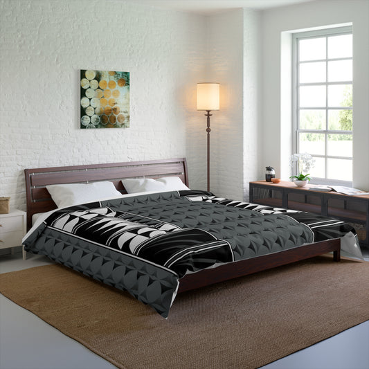 Southwest Feather Blessing on Dark Gray Comforter