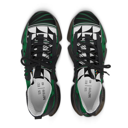 Feather Blessing on Green Women's Mesh Sneakers