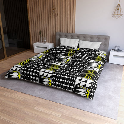 Blessed Feathers in Yellow Microfiber Duvet Cover