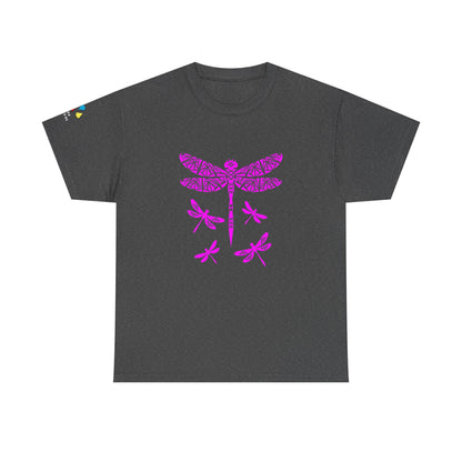 Native Dragonfly in Pink Gildan Unisex Tee
