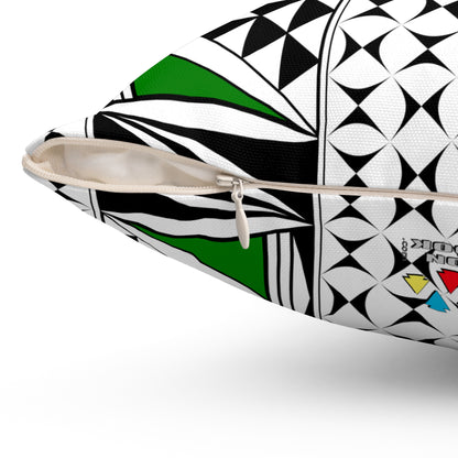 Southwest Sunrise in Green Square Pillow