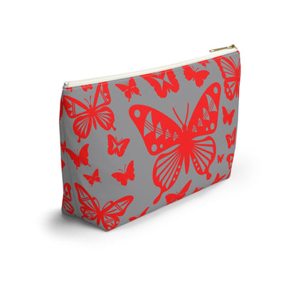 Red Butterflies on Gray Pouch w T-bottom