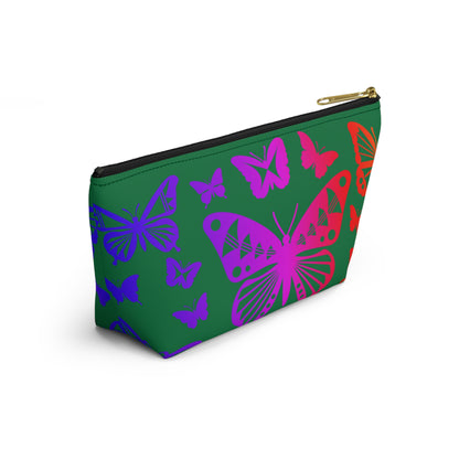 Rainbow Butterflies on Green Pouch w T-bottom