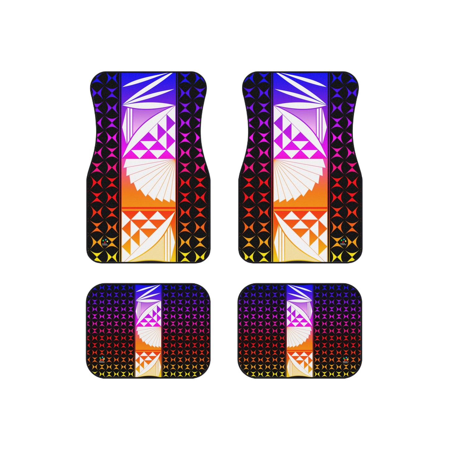 Rainbow Sunrise on Black Car Mats (Set of 4)