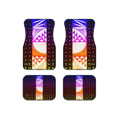 Rainbow Sunrise on Black Car Mats (Set of 4)