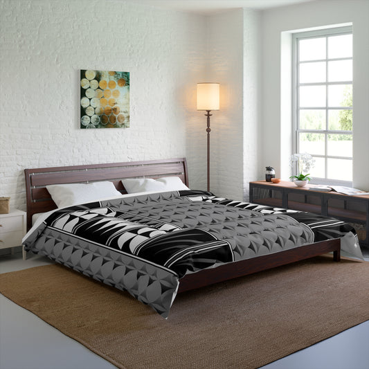 Southwest Feather Blessing on Gray Comforter