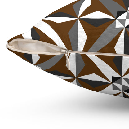 Brown Native Morning Star Spun Polyester Square Pillow