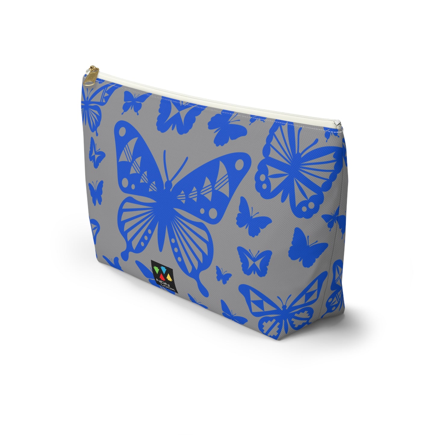 Blue Butterflies on Gray Pouch w T-bottom