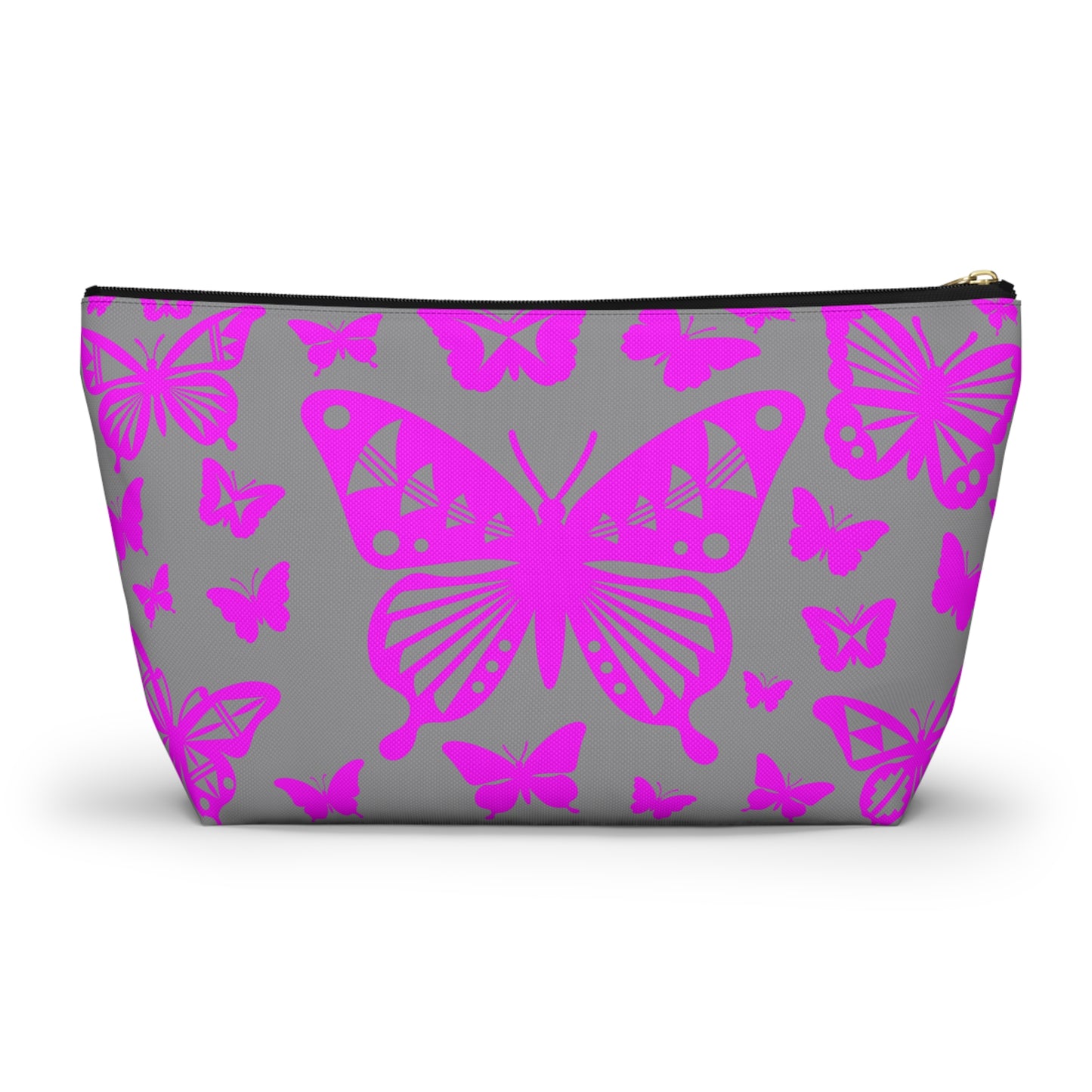 Pink Butterflies on Gray Pouch w T-bottom