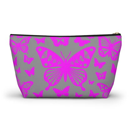 Pink Butterflies on Gray Pouch w T-bottom