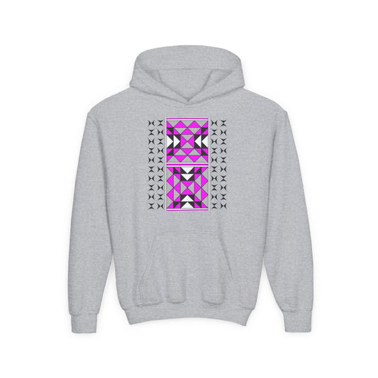 Sacred Mountains in Pink Youth Heavy Blend Hooded Sweatshirt