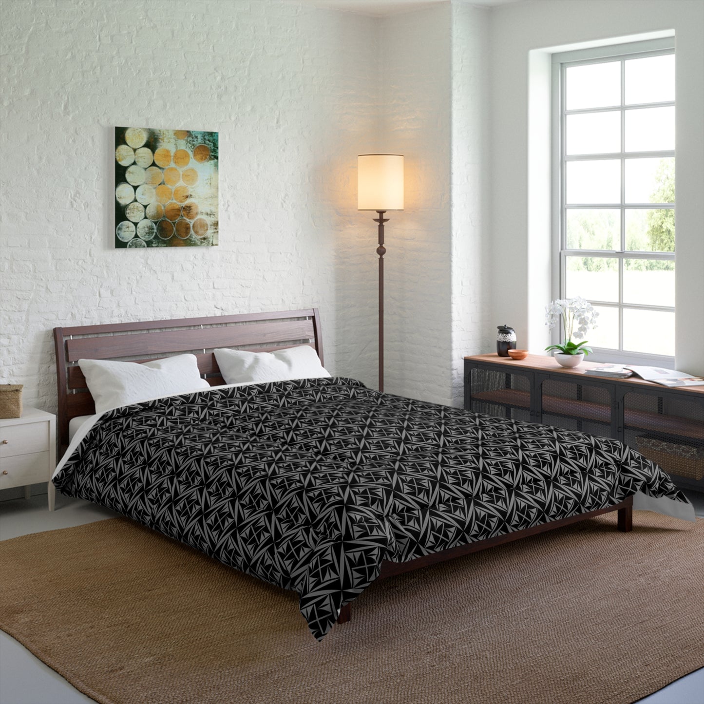 Sacred Winds in Charcoal Comforter