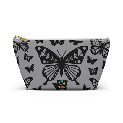 Black Butterflies on Gray Pouch w T-bottom