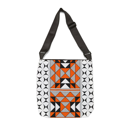 Orange Native Sacred Mountains Adjustable Tote Bag