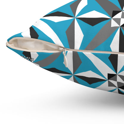 Morning Star in Turquoise Square Pillow