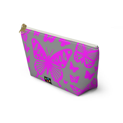 Pink Butterflies on Gray Pouch w T-bottom